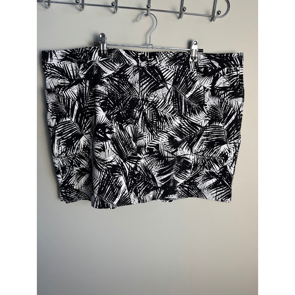 Mario Serrani Womens Black White Palm Skort XXL Tropical Resort Beachy Pockets